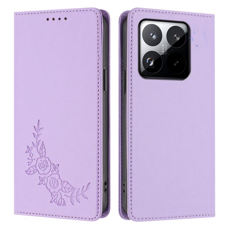 For Xiaomi 15T 5G Peony Embossed Magnetic RFID Vegan Leather Phone Case
