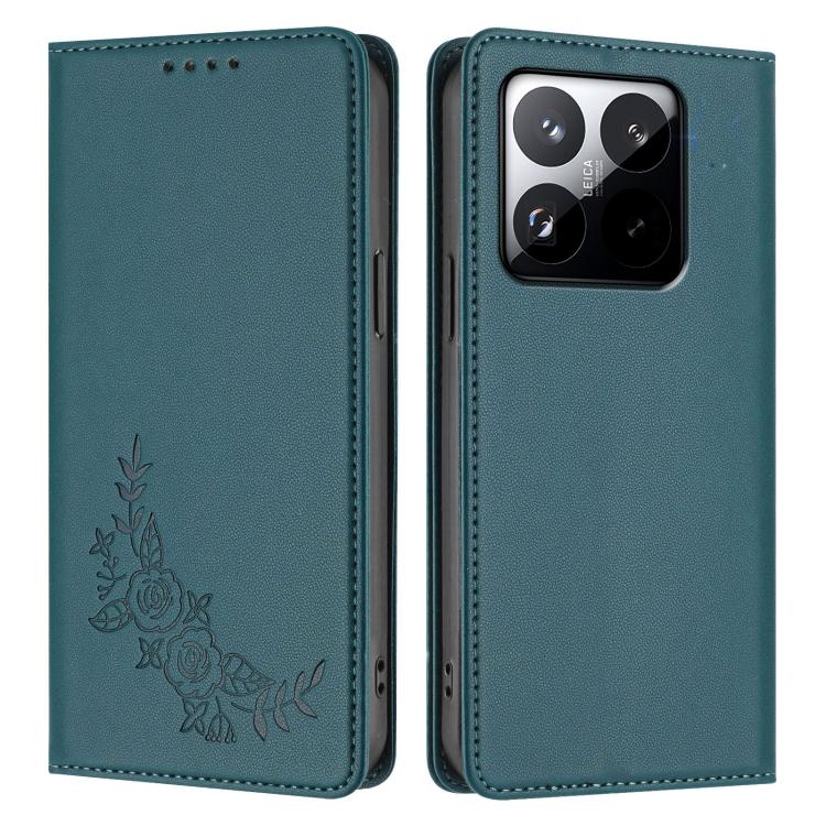 For Xiaomi 15T 5G Peony Embossed Magnetic RFID Vegan Leather Phone Case
