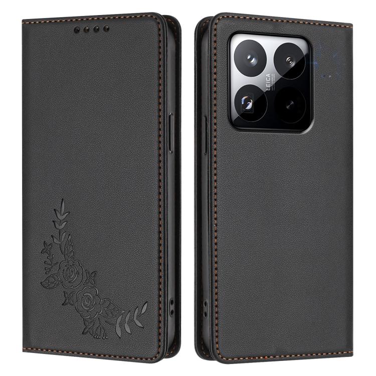 For Xiaomi 15T 5G Peony Embossed Magnetic RFID Vegan Leather Phone Case