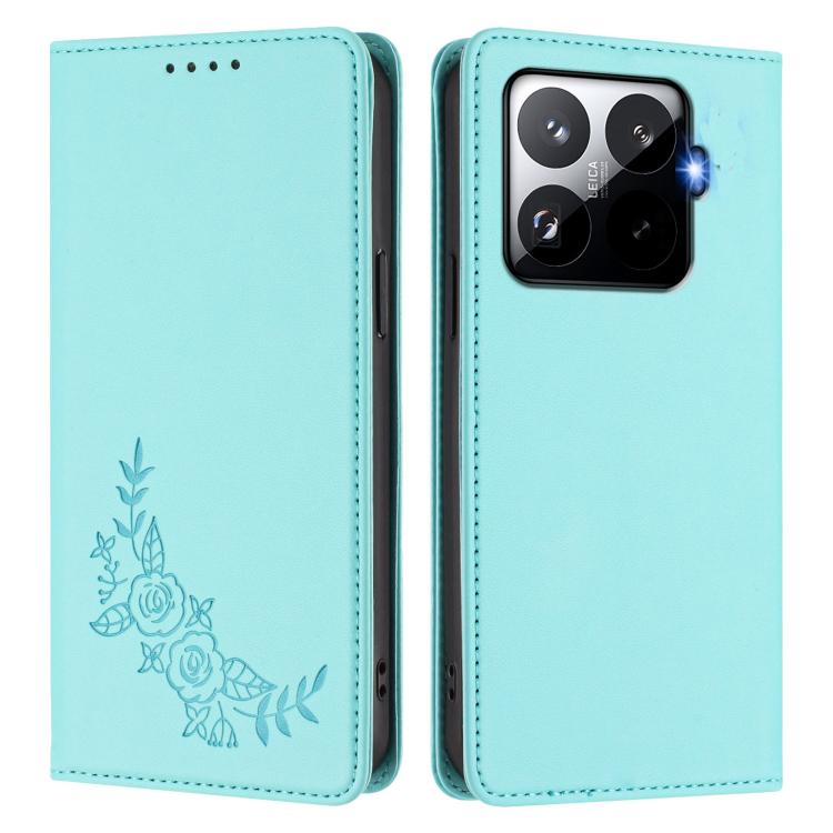 For Xiaomi 15T Pro 5G Peony Embossed Magnetic RFID Vegan Leather Phone Case