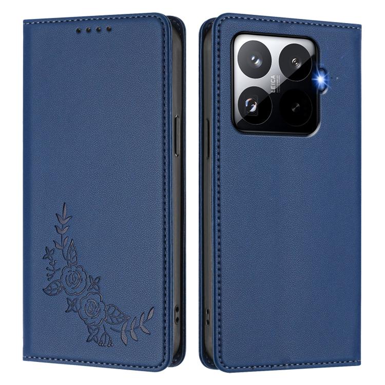 For Xiaomi 15T Pro 5G Peony Embossed Magnetic RFID Vegan Leather Phone Case
