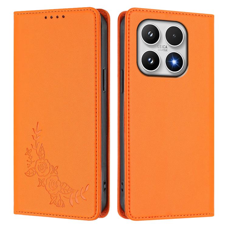 For Xiaomi 17 Peony Embossed Magnetic RFID Vegan Leather Phone Case