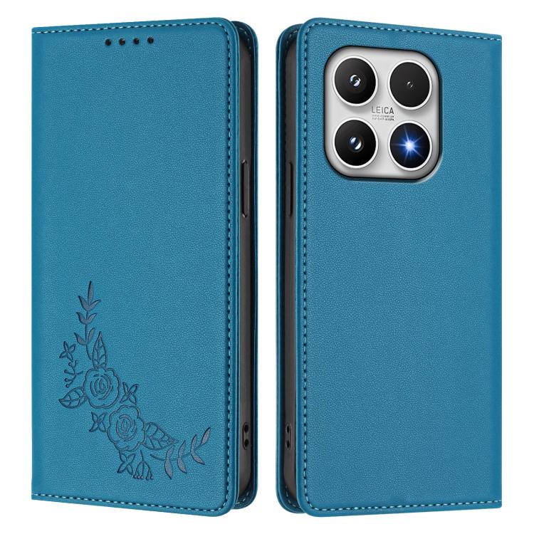 For Xiaomi 17 Peony Embossed Magnetic RFID Vegan Leather Phone Case
