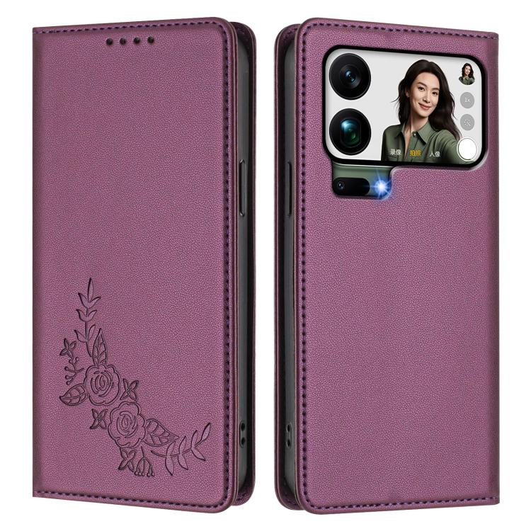 For Xiaomi 17 Pro Max Peony Embossed Magnetic RFID Vegan Leather Phone Case
