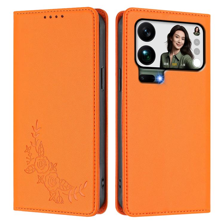 For Xiaomi 17 Pro Max Peony Embossed Magnetic RFID Vegan Leather Phone Case