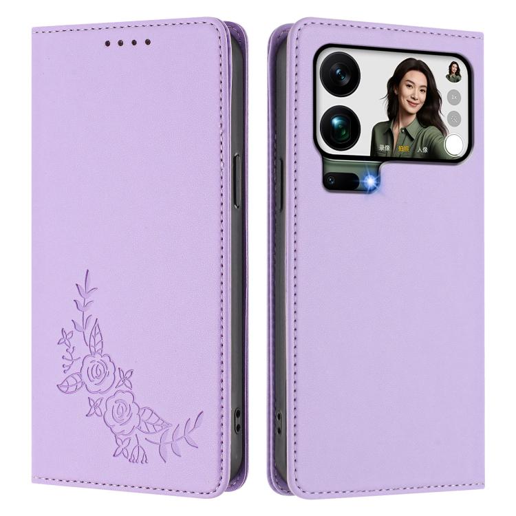 For Xiaomi 17 Pro Max Peony Embossed Magnetic RFID Vegan Leather Phone Case