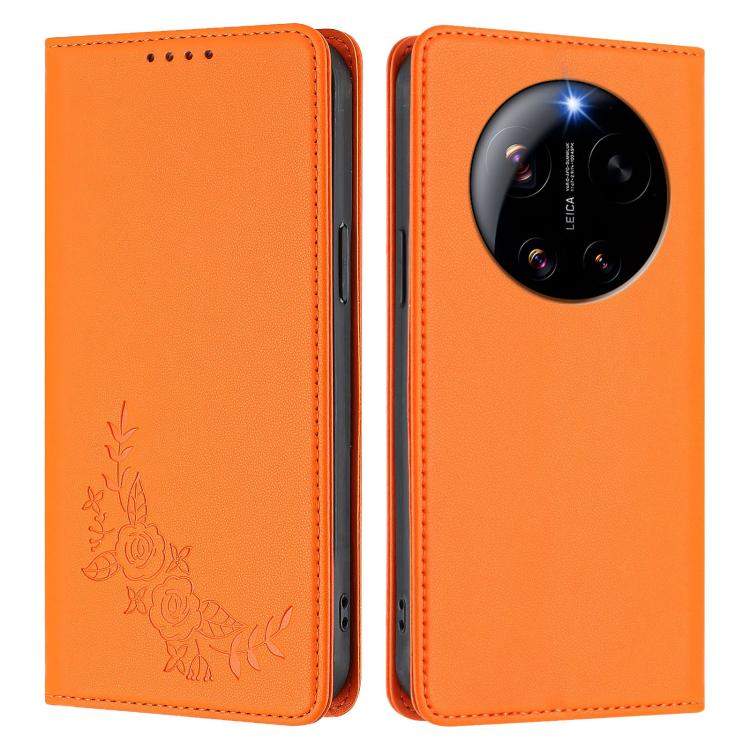 For Xiaomi 17 Ultra Peony Embossed Magnetic RFID Vegan Leather Phone Case