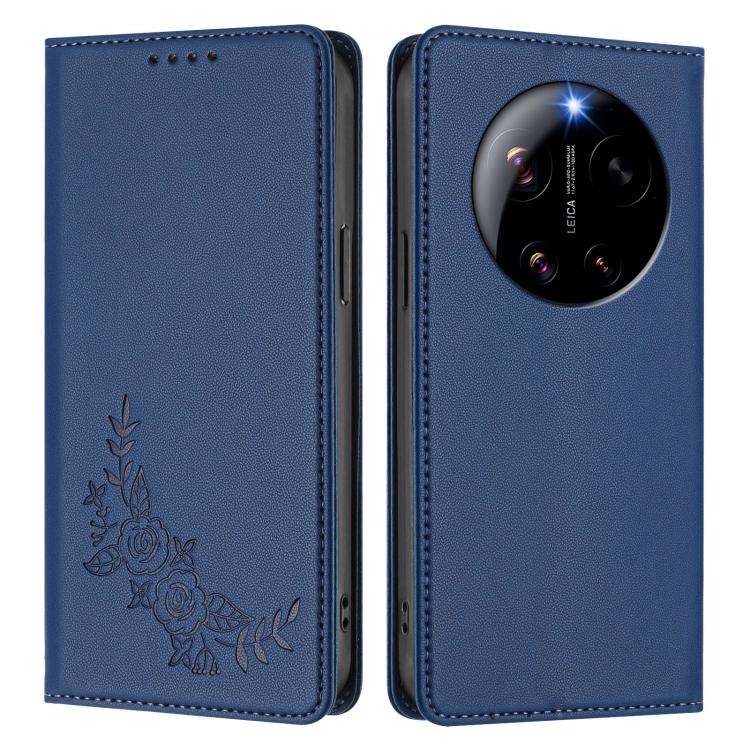 For Xiaomi 17 Ultra Peony Embossed Magnetic RFID Vegan Leather Phone Case