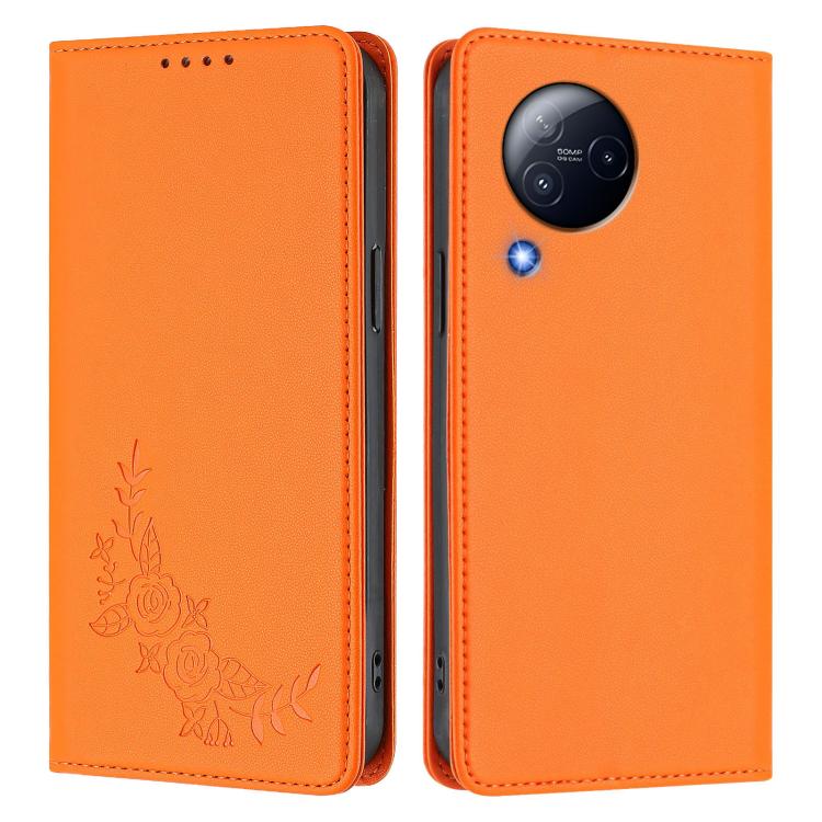 For Xiaomi Civi 3 Peony Embossed Magnetic RFID Vegan Leather Phone Case