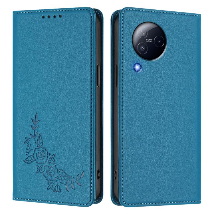 For Xiaomi Civi 3 Peony Embossed Magnetic RFID Vegan Leather Phone Case