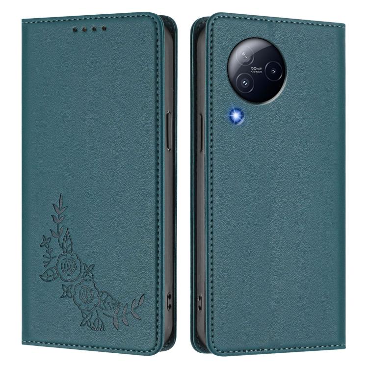 For Xiaomi Civi 3 Peony Embossed Magnetic RFID Vegan Leather Phone Case