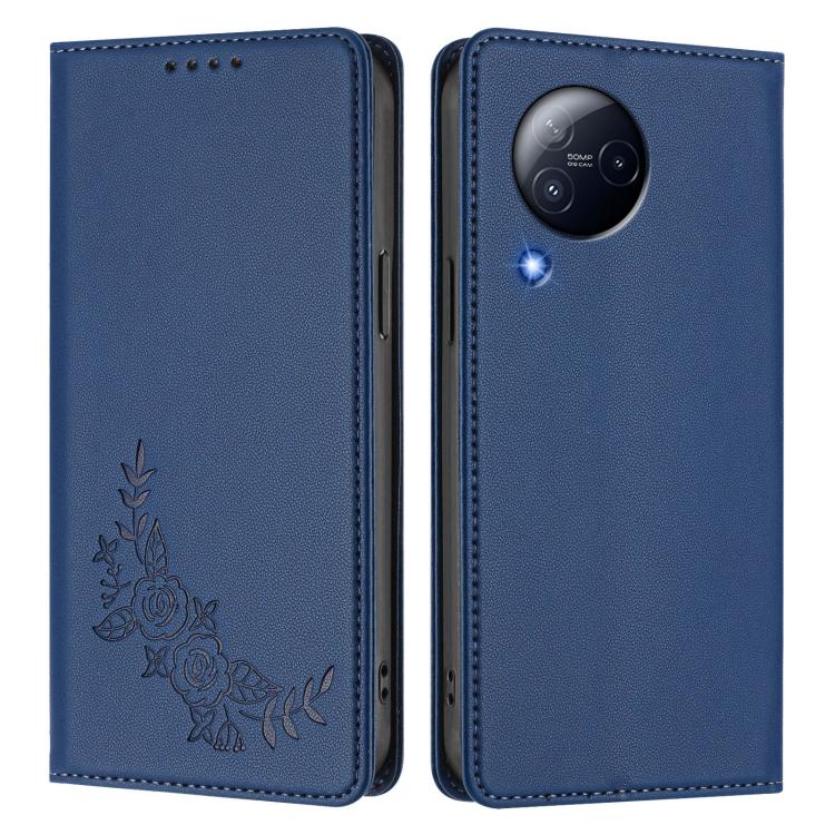 For Xiaomi Civi 3 Peony Embossed Magnetic RFID Vegan Leather Phone Case