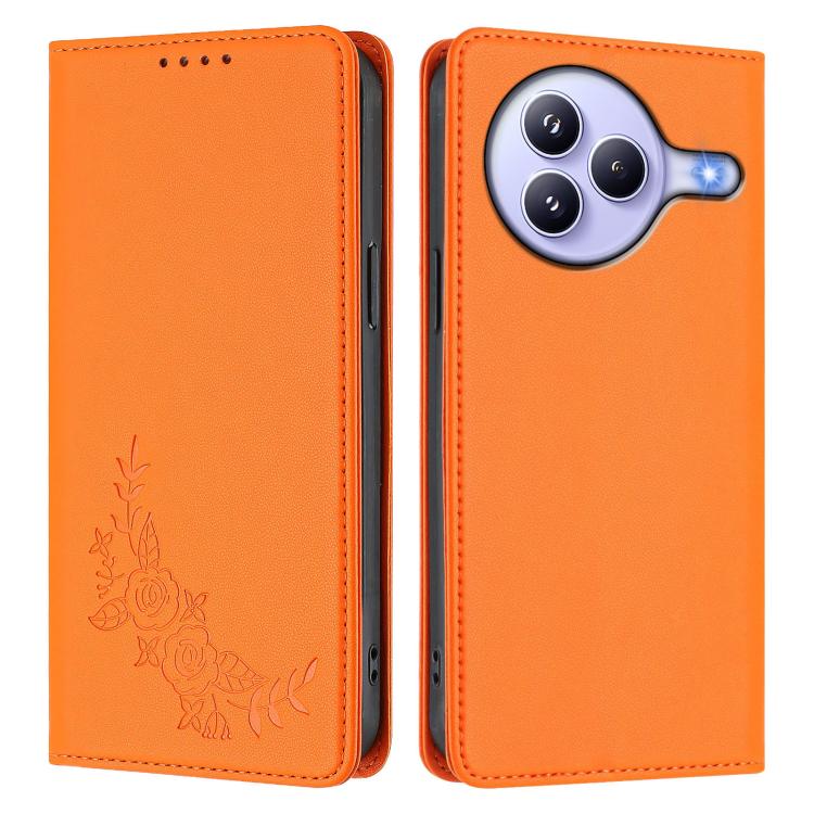 For Xiaomi Civi 5 Pro 5G Peony Embossed Magnetic RFID Vegan Leather Phone Case