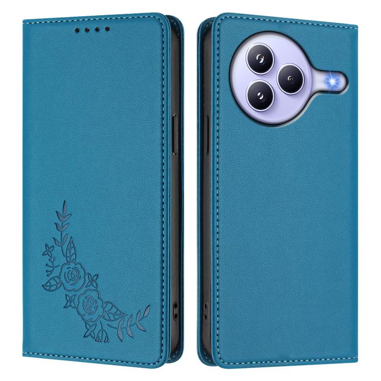 For Xiaomi Civi 5 Pro 5G Peony Embossed Magnetic RFID Vegan Leather Phone Case