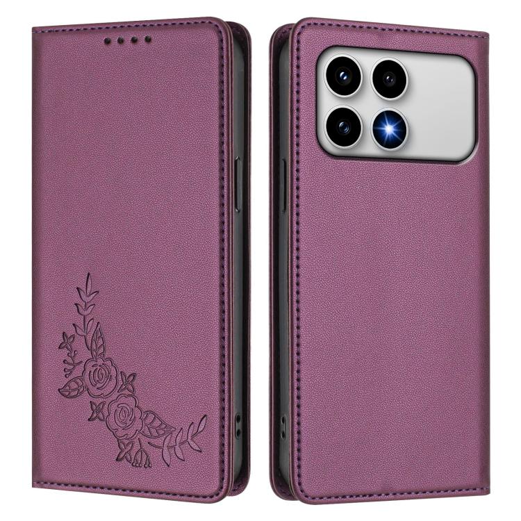 For Xiaomi Poco F8 Pro 5G / Redmi K90 Peony Embossed Magnetic RFID Vegan Leather Phone Case