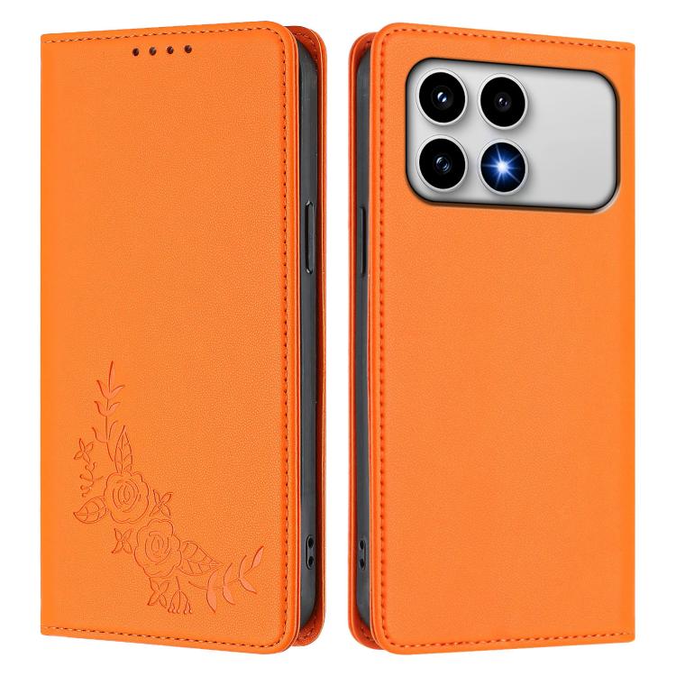 For Xiaomi Poco F8 Pro 5G / Redmi K90 Peony Embossed Magnetic RFID Vegan Leather Phone Case