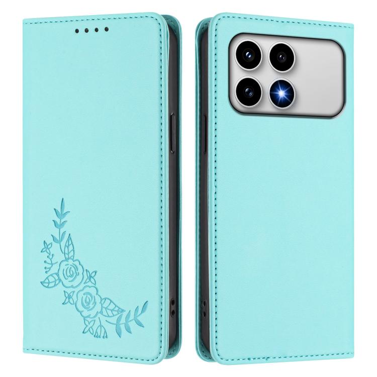 For Xiaomi Poco F8 Pro 5G / Redmi K90 Peony Embossed Magnetic RFID Vegan Leather Phone Case