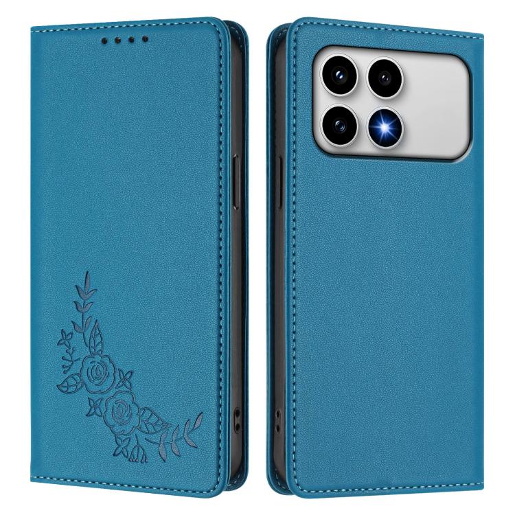 For Xiaomi Poco F8 Pro 5G / Redmi K90 Peony Embossed Magnetic RFID Vegan Leather Phone Case