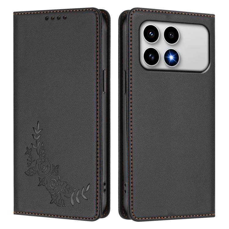 For Xiaomi Poco F8 Pro 5G / Redmi K90 Peony Embossed Magnetic RFID Vegan Leather Phone Case