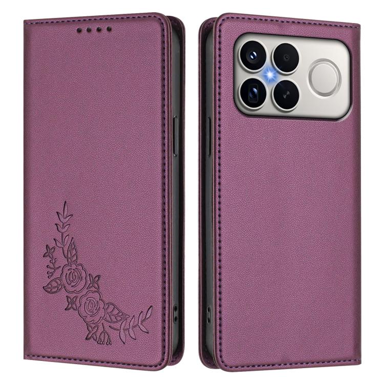 For Xiaomi Poco F8 Ultra 5G / Redmi K90 Pro Max Peony Embossed Magnetic RFID Vegan Leather Phone Case