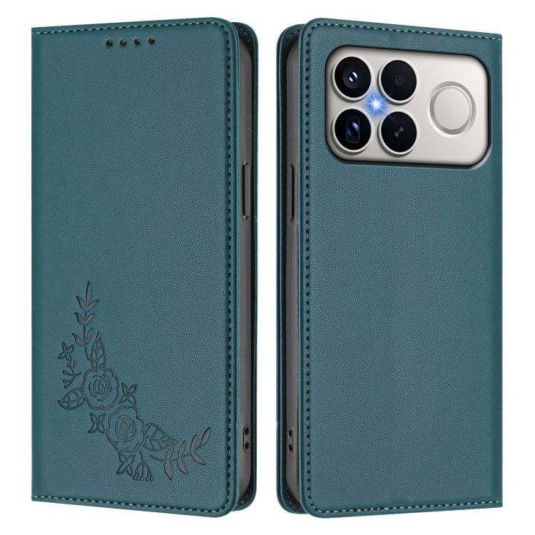 For Xiaomi Poco F8 Ultra 5G / Redmi K90 Pro Max Peony Embossed Magnetic RFID Vegan Leather Phone Case