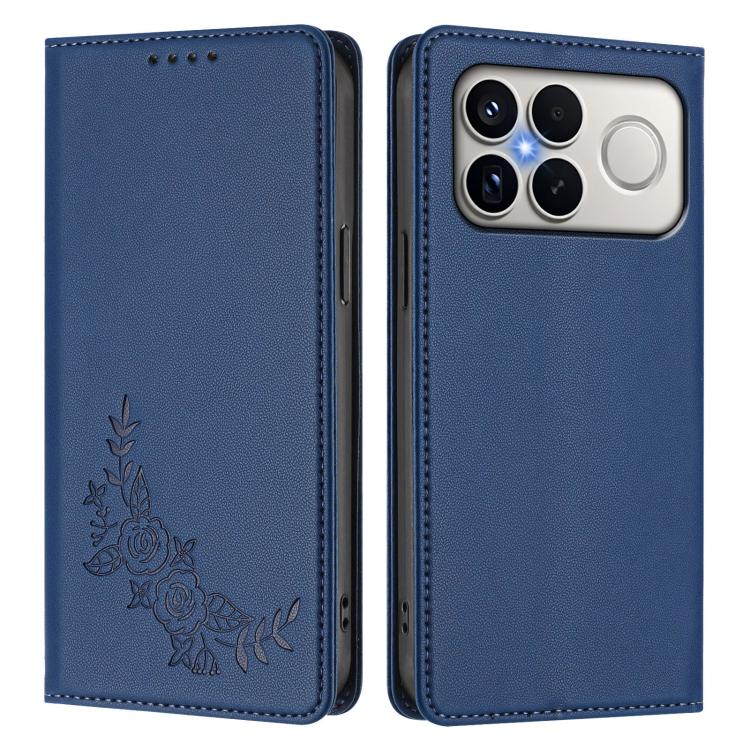 For Xiaomi Poco F8 Ultra 5G / Redmi K90 Pro Max Peony Embossed Magnetic RFID Vegan Leather Phone Case