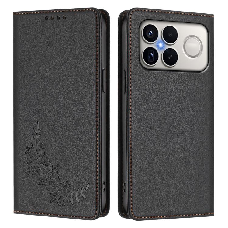 For Xiaomi Poco F8 Ultra 5G / Redmi K90 Pro Max Peony Embossed Magnetic RFID Vegan Leather Phone Case