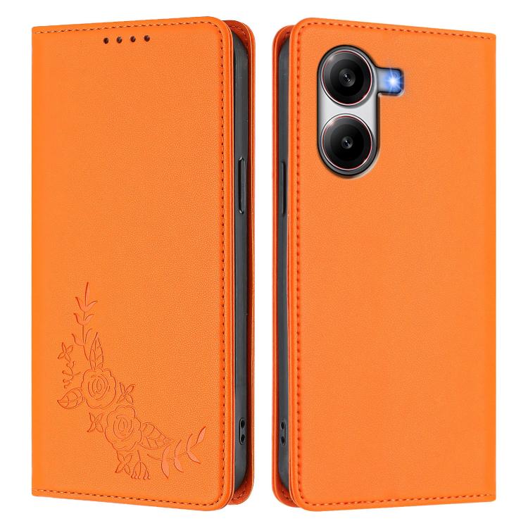 For Xiaomi Poco X7 Pro 5G / Redmi Turbo 4 5G Peony Embossed Magnetic RFID Vegan Leather Phone Case