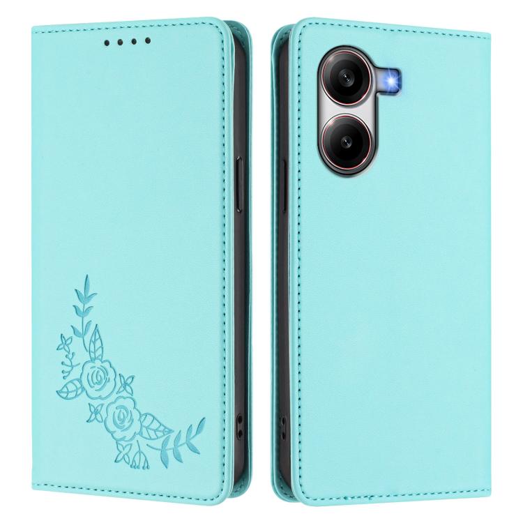 For Xiaomi Poco X7 Pro 5G / Redmi Turbo 4 5G Peony Embossed Magnetic RFID Vegan Leather Phone Case