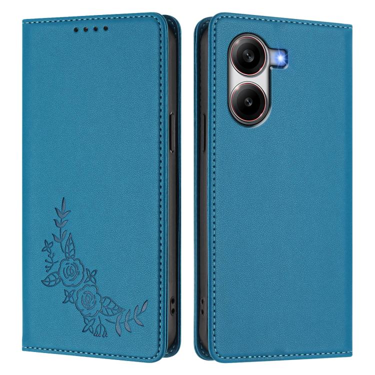 For Xiaomi Poco X7 Pro 5G / Redmi Turbo 4 5G Peony Embossed Magnetic RFID Vegan Leather Phone Case