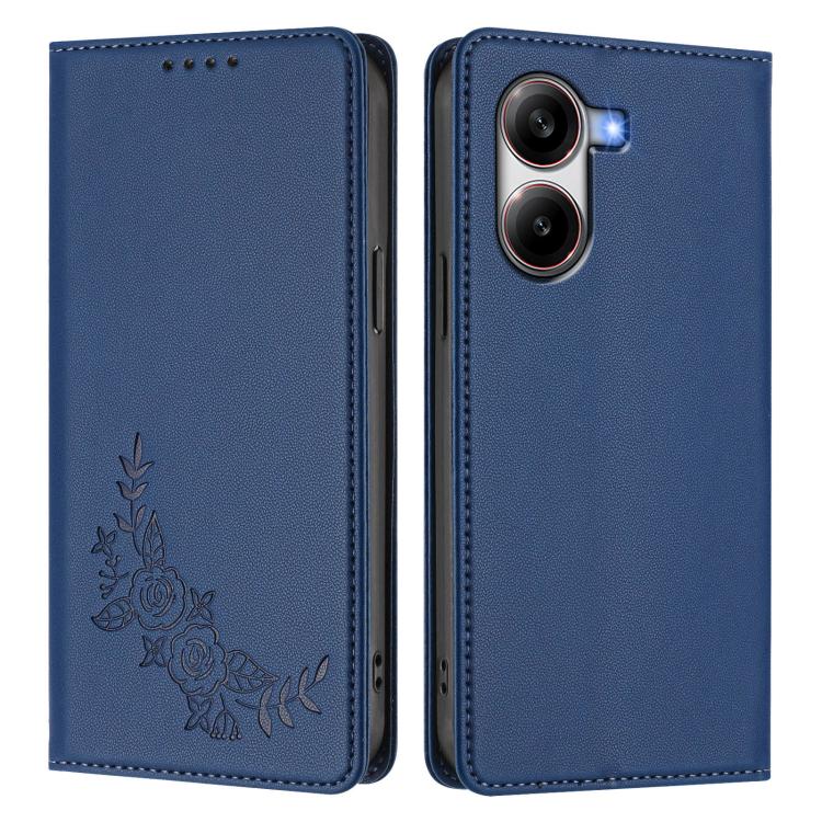 For Xiaomi Poco X7 Pro 5G / Redmi Turbo 4 5G Peony Embossed Magnetic RFID Vegan Leather Phone Case