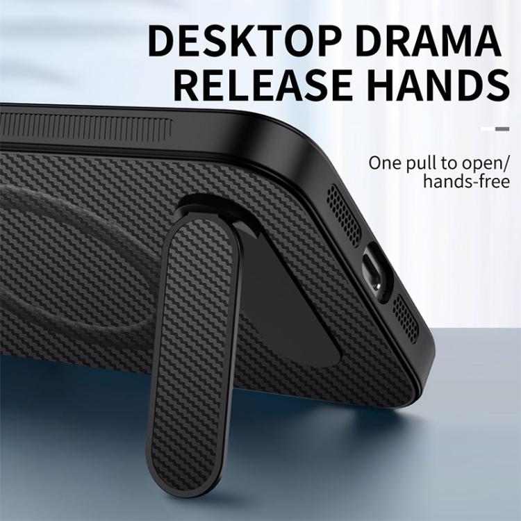 For Honor Magic7 5G WANLONFENG Kickstand Carbon Fiber Texture Magnetic Phone Case
