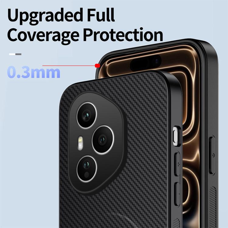 For Honor 400 Pro Global 160.8mm WANLONFENG Kickstand Carbon Fiber Texture Magnetic Phone Case with 2pcs Screen Films