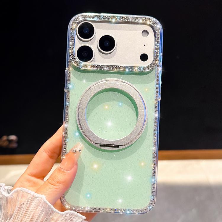 For iPhone 14 Pro Diamond IMD 360 Rotation Magnetic Metal Holder Phone Case
