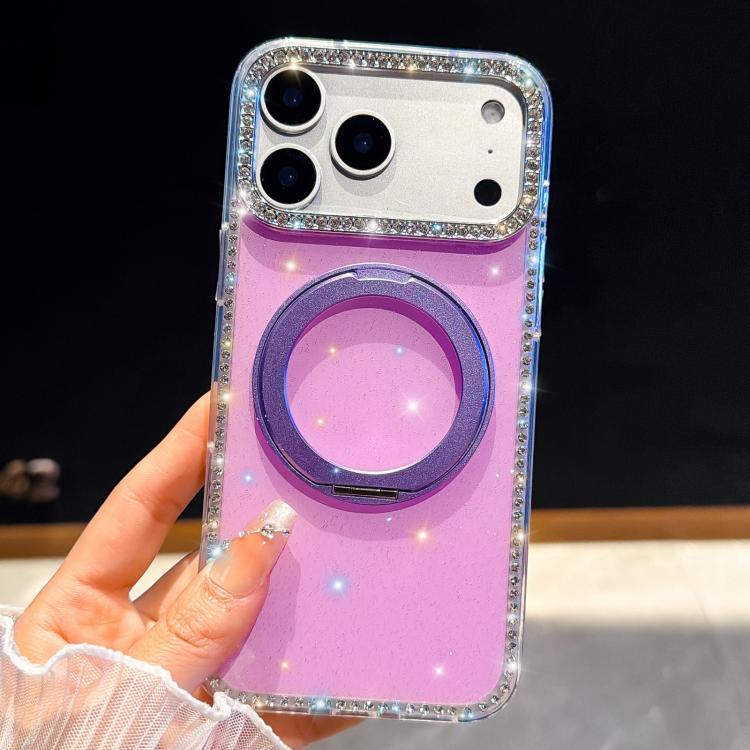 For iPhone 13 Pro Max Diamond IMD 360 Rotation Magnetic Metal Holder Phone Case