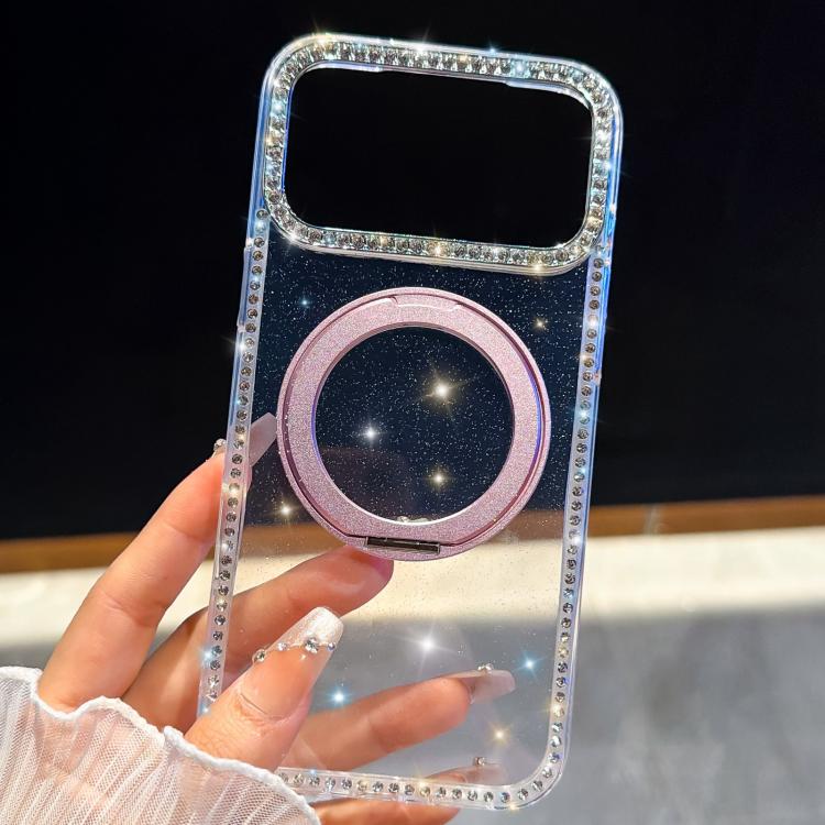 For iPhone 13 Pro Diamond IMD 360 Rotation Magnetic Metal Holder Phone Case