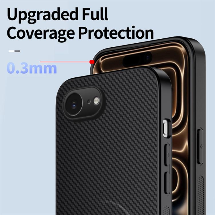 For iPhone 17e / 16e WANLONFENG Kickstand Carbon Fiber Texture Magnetic Phone Case