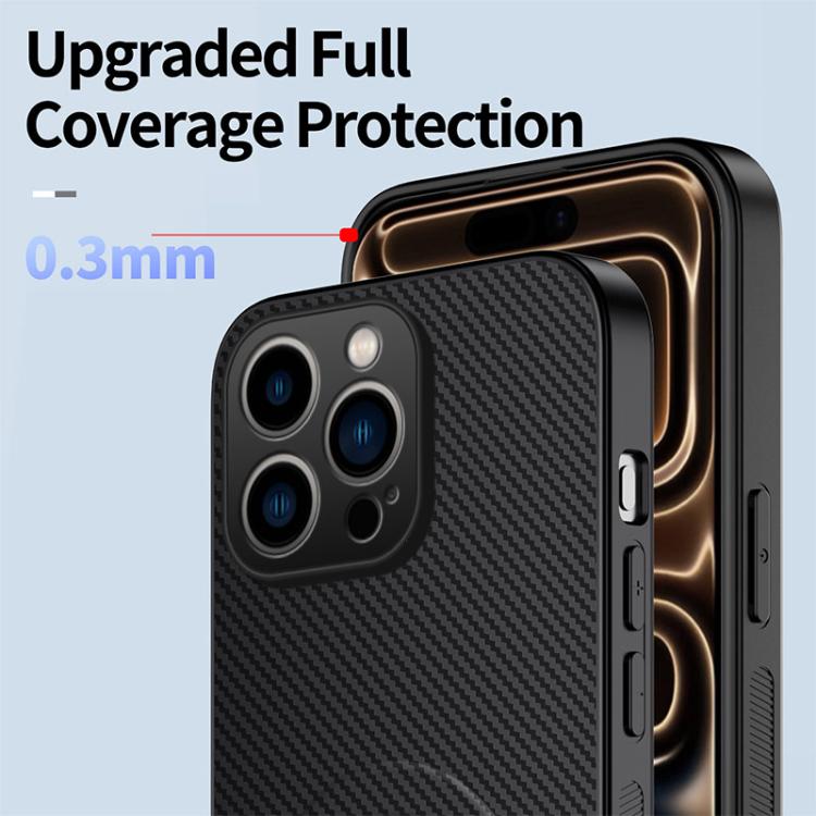 For iPhone 13 Pro Max WANLONFENG Kickstand Carbon Fiber Texture Magnetic Phone Case