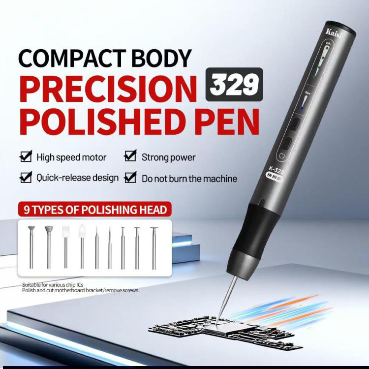 Kaisi 329 Multifunction Charging Polish Pen with 9pcs Grinding Heads