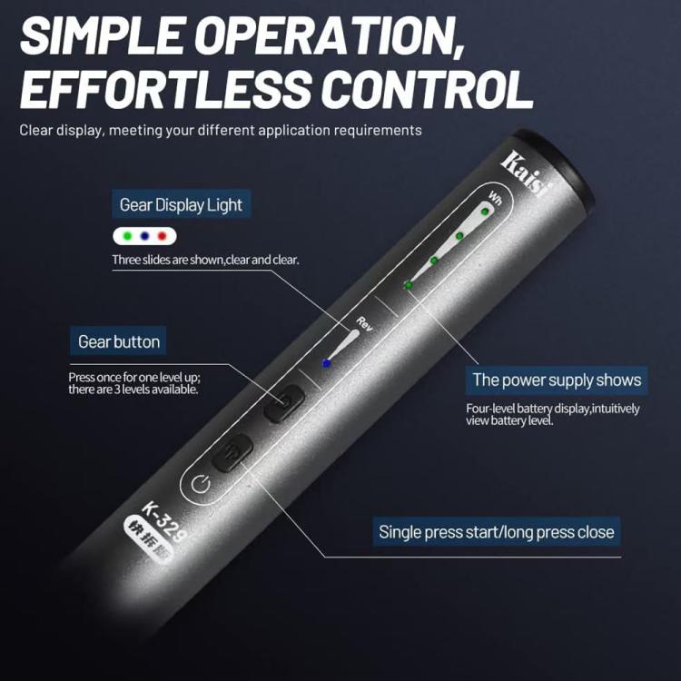 Kaisi 329 Multifunction Charging Polish Pen with 9pcs Grinding Heads