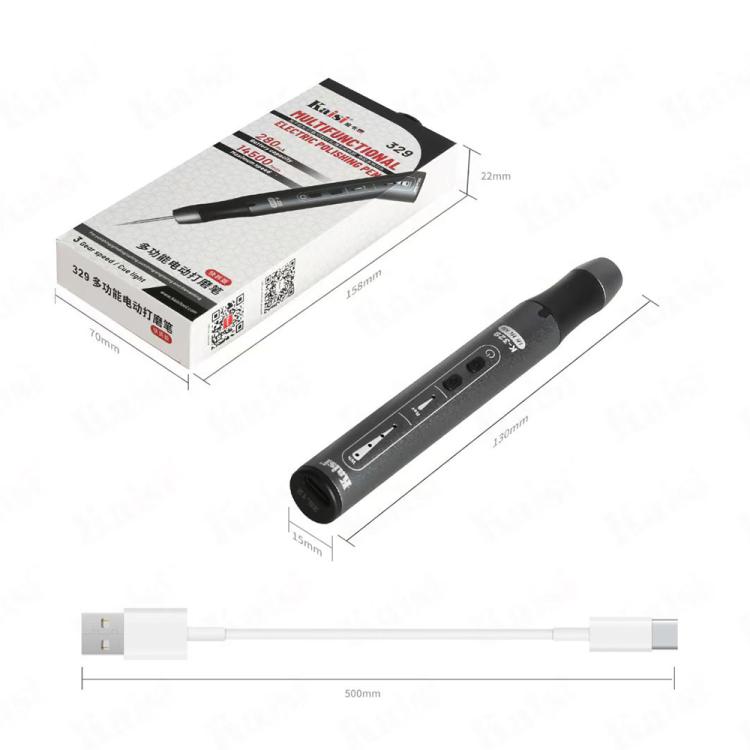 Kaisi 329 Multifunction Charging Polish Pen with 9pcs Grinding Heads