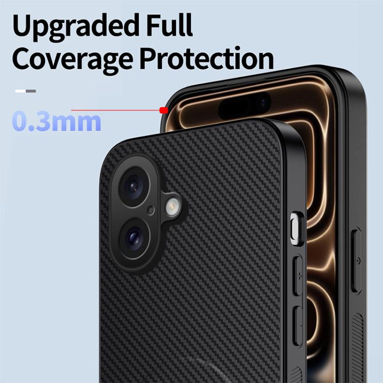 For iPhone 17 WANLONFENG Kickstand Carbon Fiber Texture Magnetic Phone Case with 2pcs Screen Films