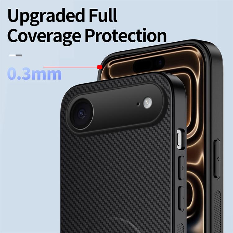 For iPhone Air WANLONFENG Kickstand Carbon Fiber Texture Magnetic Phone Case with 2pcs Screen Films