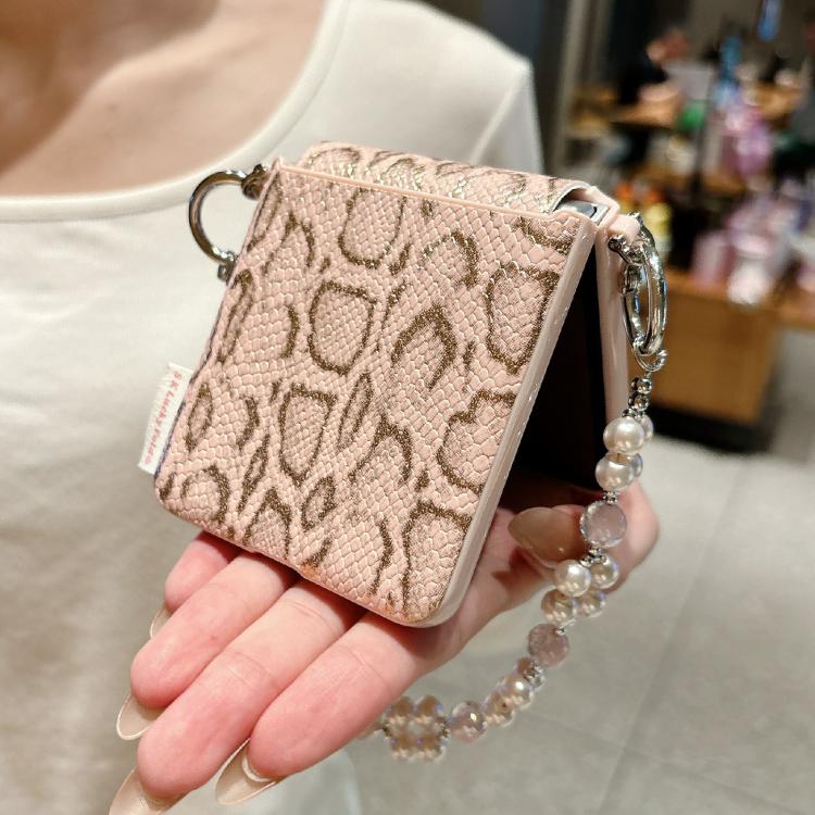 For Samsung Galaxy Z Flip7 FE / 6 Scale Texture Side Buckle Shockproof Phone Case with Bracelet - Pink