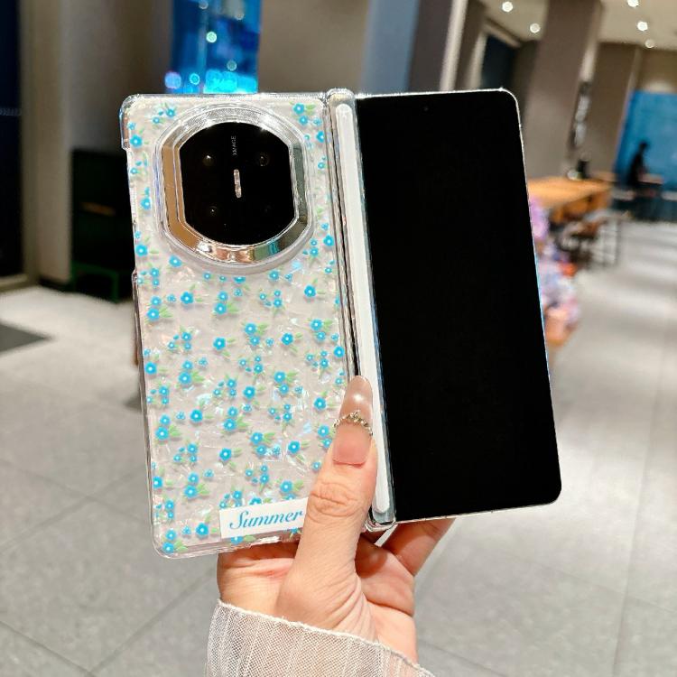 For Huawei Mate X7 Fresh Floral Shell Glitter Magnetic Shockproof Phone Case with Bracelet
