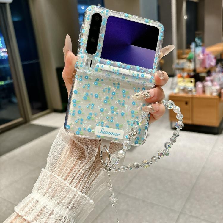 For Huawei Pura X Fresh Floral Shell Glitter Magnetic Shockproof Phone Case with Bracelet