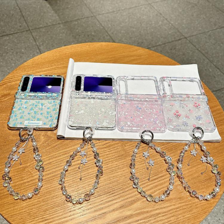 For Huawei Pura X Fresh Floral Shell Glitter Magnetic Shockproof Phone Case with Bracelet
