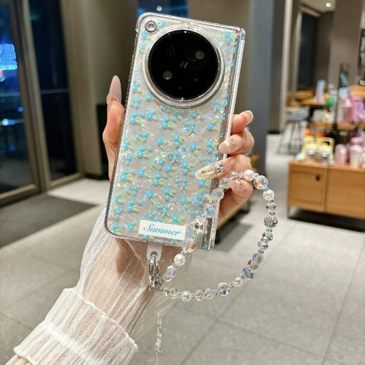 For OPPO Find N6 5G Fresh Floral Shell Glitter Magnetic Shockproof Phone Case with Bracelet