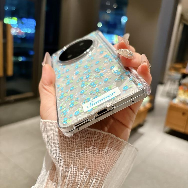 For OPPO Find N6 5G Fresh Floral Shell Glitter Magnetic Shockproof Phone Case with Bracelet