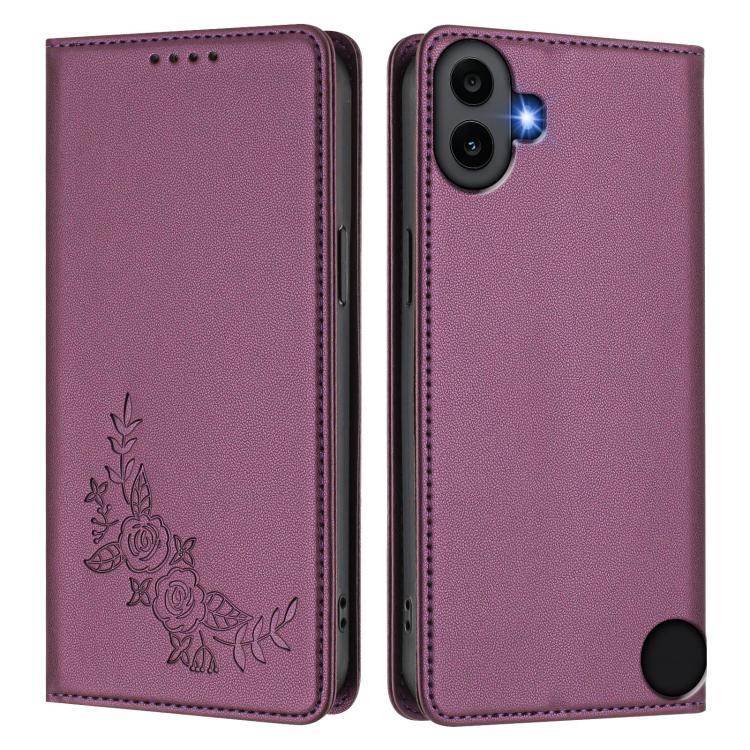 For Nothing CMF Phone 1 Peony Embossed Magnetic RFID Vegan Leather Phone Case